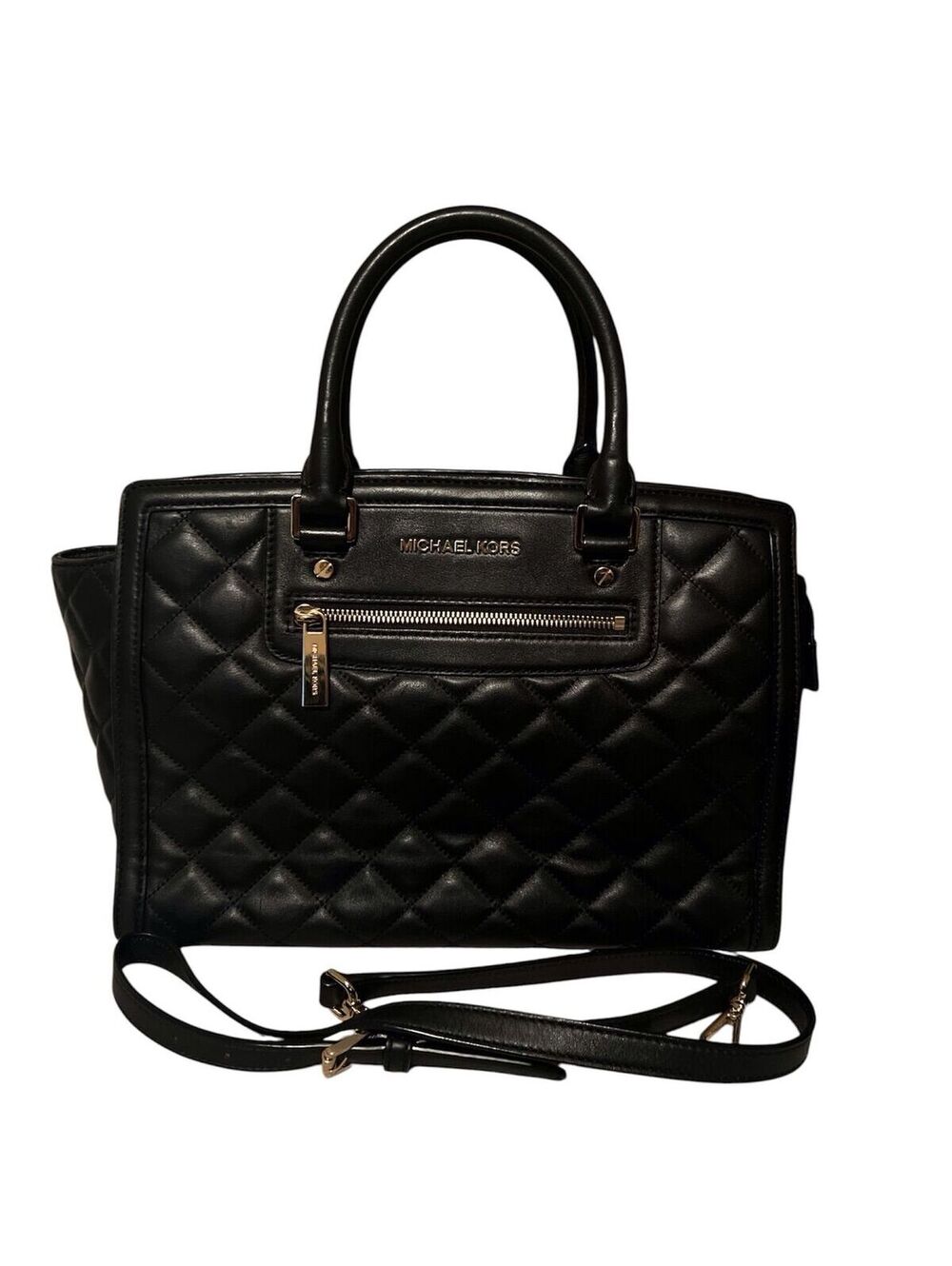 MK10. Black Michael Kors Selma quilted leather satchel